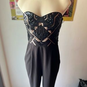 Express Sequin Strapless Jumpsuit